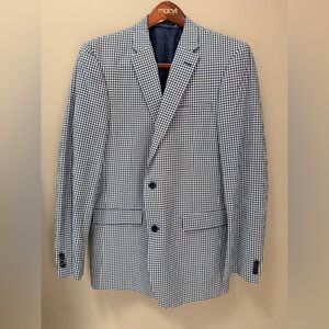 Tommy Hilfiger Navy and White Checkered Men's Blazer